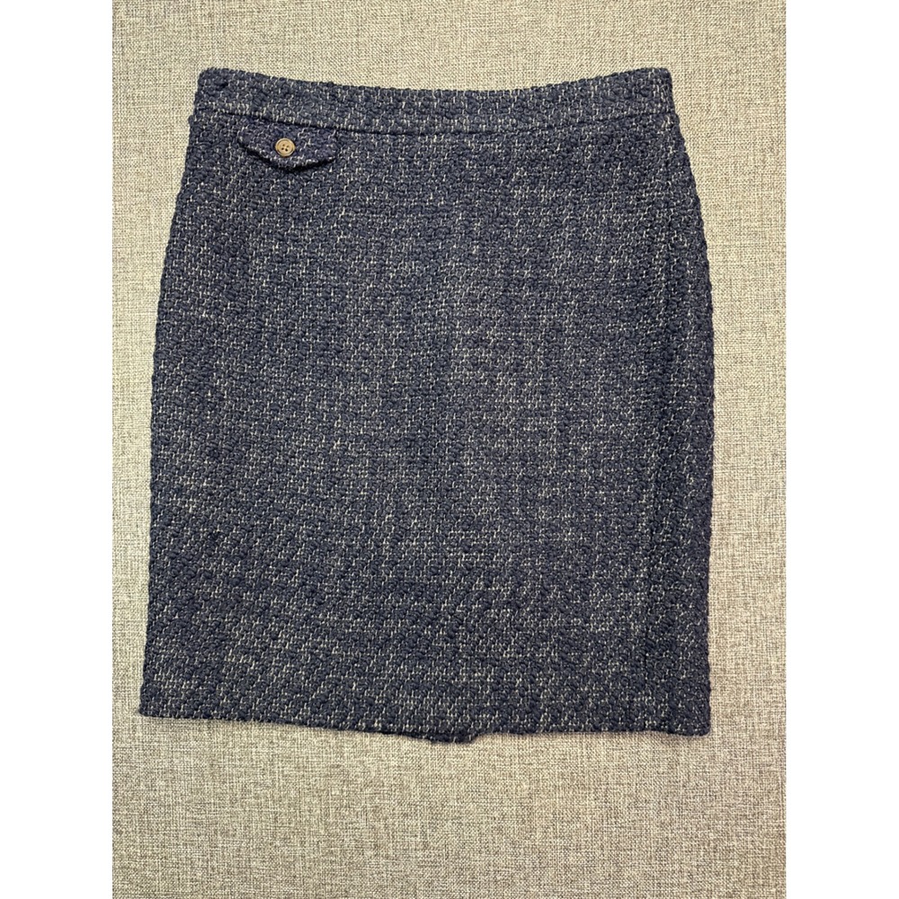 J.Crew The Pencil Skirt Women Navy Blue Wool Blend Boucle Tweed | 4